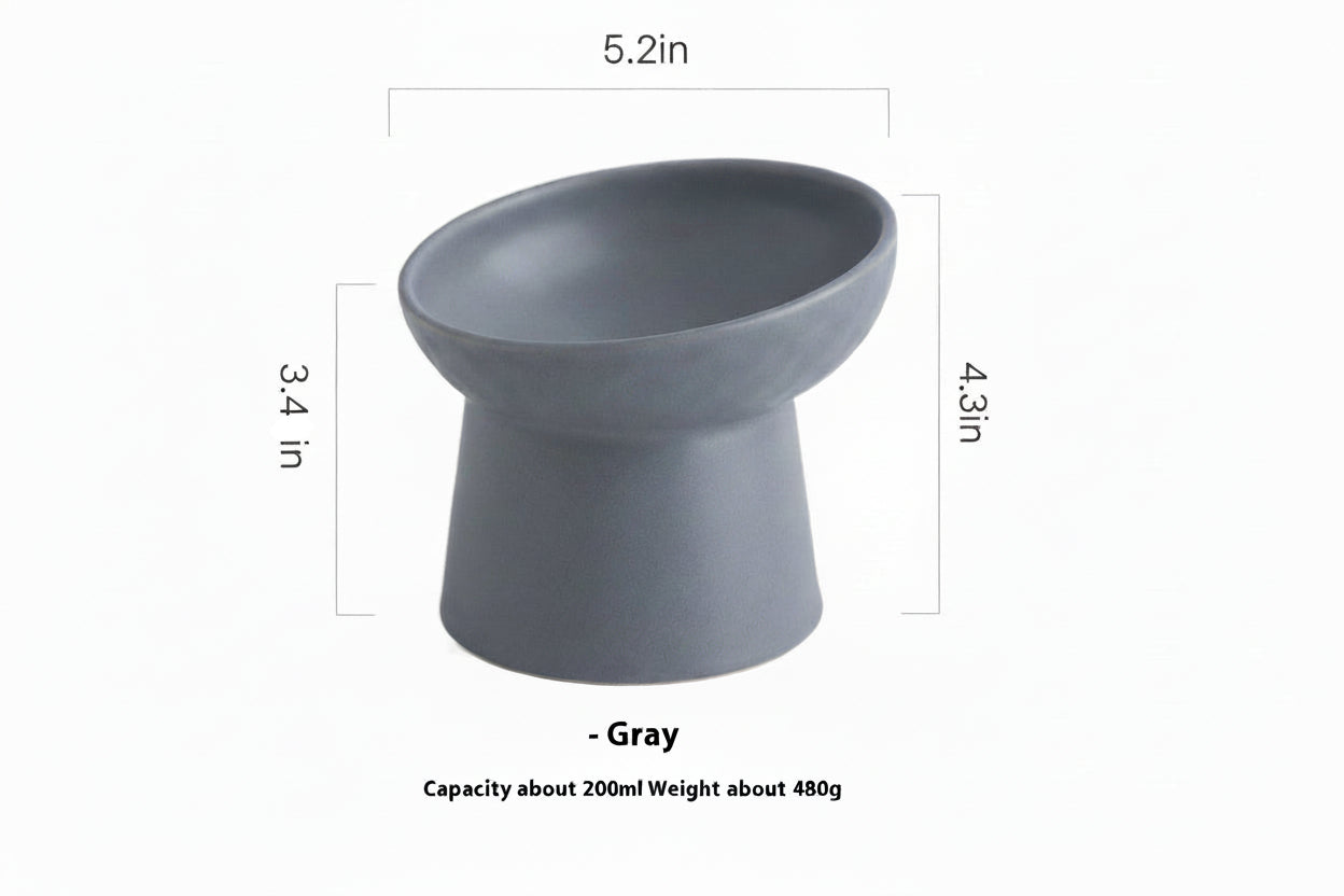 Oblique Mouth High Foot Candy Color Cat Bowl