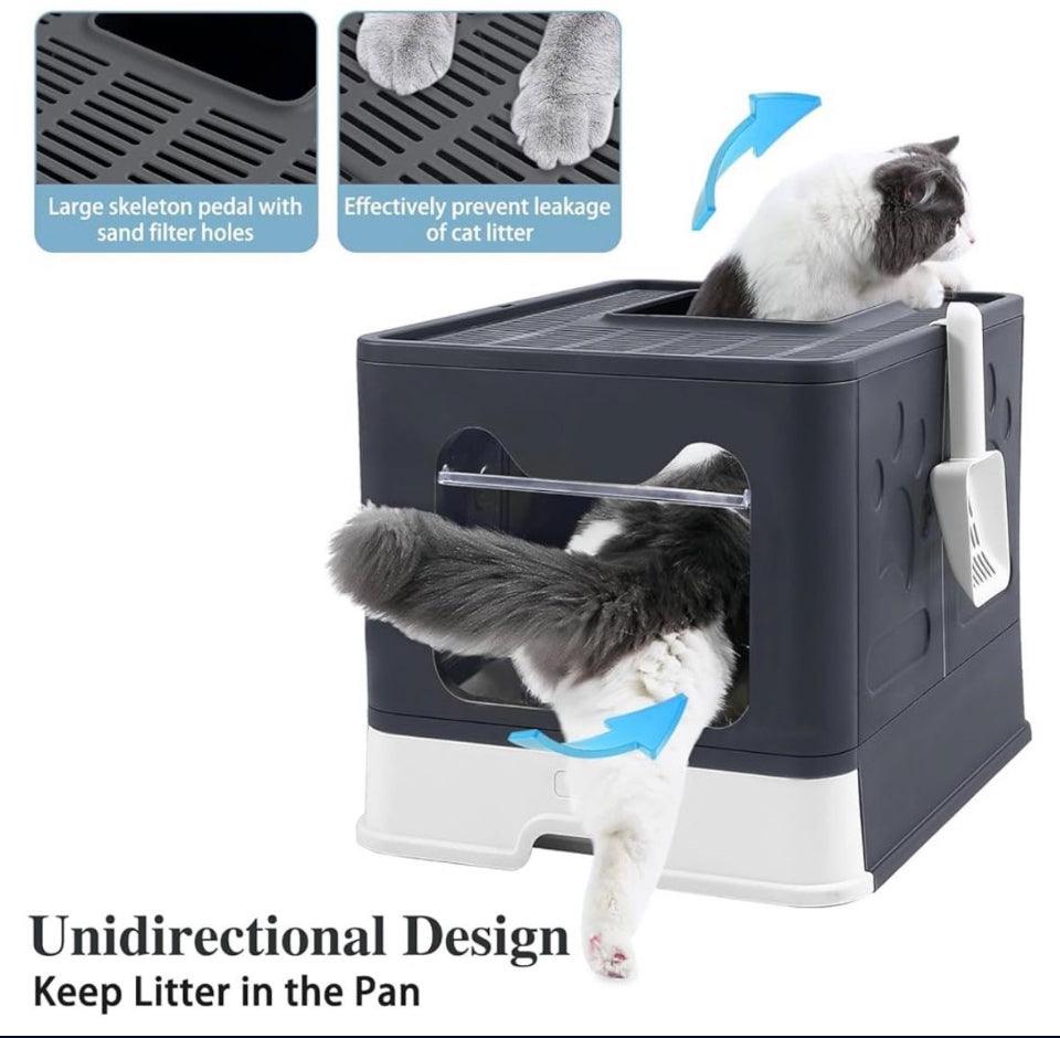 Foldable Cat Litter Box with Lid, Extra Large