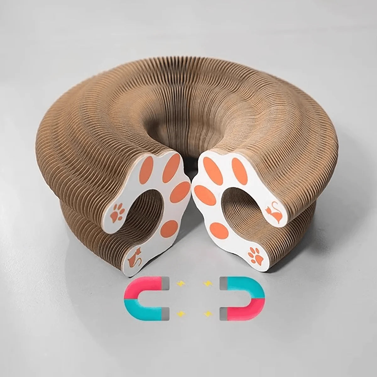 Foldable Cat Scratcher with Bell & Catnip - Multi-Level Cardboard Toy for Kittens, Durable Claw Sharpener