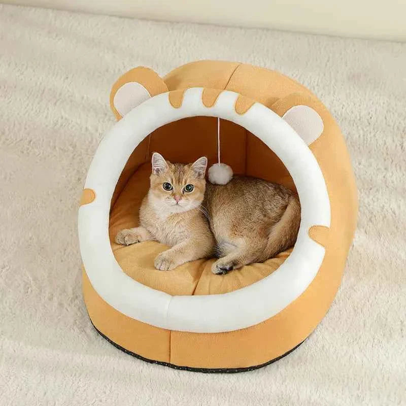 Cozy Cave Cat Bed: Warm Washable Hideaway