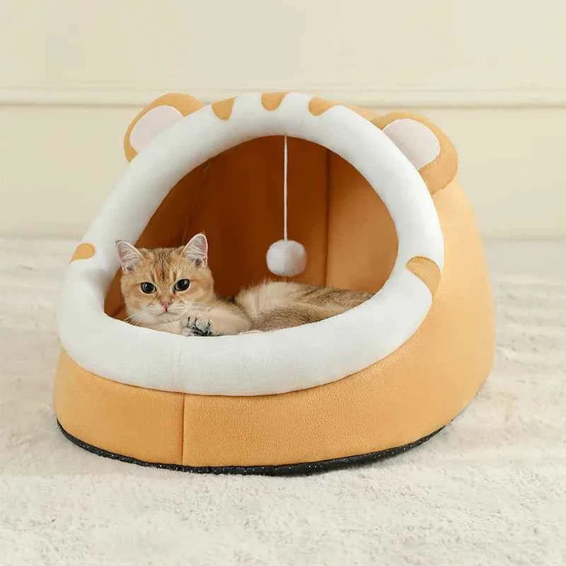 Cozy Cave Cat Bed: Warm Washable Hideaway
