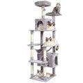 Cat Tree 72" Cat Tower with 2 Cat Condos Sisal Scratching Post Light Grey